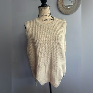 Vici crochet vest oatmeal hi lo hem bohemian beachy‎ shabby chic clean girl